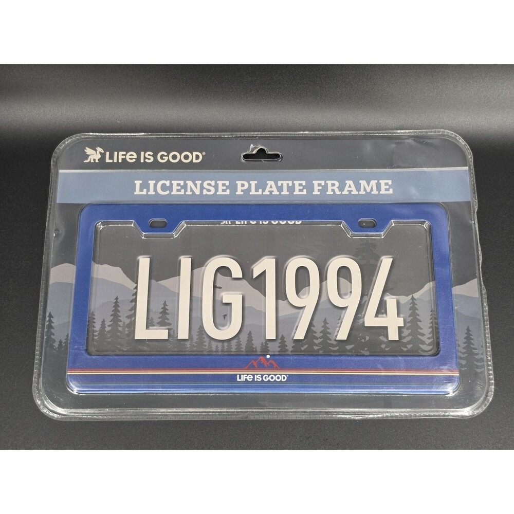 LIFE IS GOOD New Blue Stainless Steel License Plate Frame